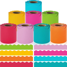 8 Rolls Bulletin Board Borders 262.4 Ft Rainbow Scalloped Trim Classroom Decor
