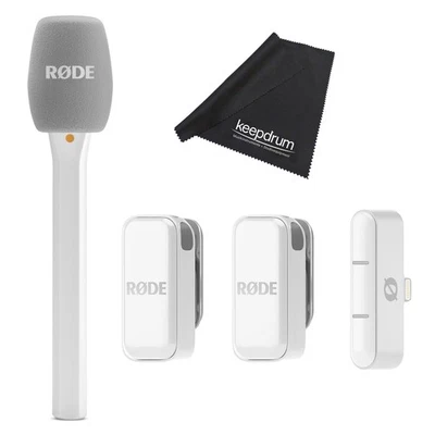 Rode Wireless Micro Lightning Weiss mit Interview Micro Weiss und Tuch - Bild 1 von 4