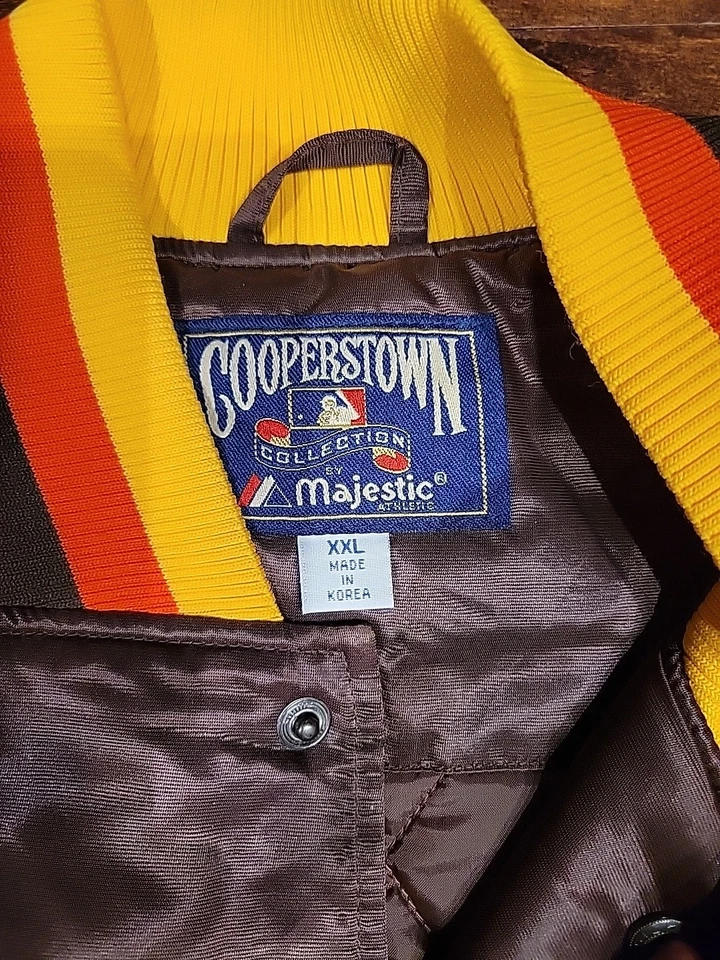 San Diego Padres Majestic 棕色橙色夹克 Cooperstown 系列 XXL 2XL — 第 3/4 张图片
