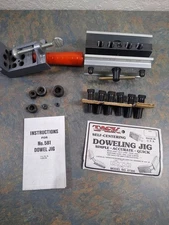 DOWELING JIGS lot wood dowel drilling kit centers guide tool woodworking ec used