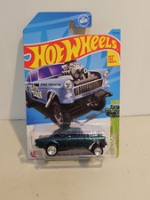 Hot Wheels '55 Chevy Bel Air Gasser - Custom Paint Teal w/Real Riders