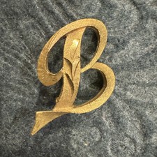 Vintage Estate Goldtone Letter  B  Brooch Signed MAMSELLE Initial Lapel Hat Pin