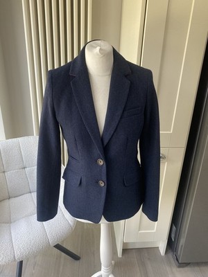 JOULES ASTER NAVY TWEED SIZE 10 WOOL PARADE FITTED JACKET BLAZER PINK COLLAR