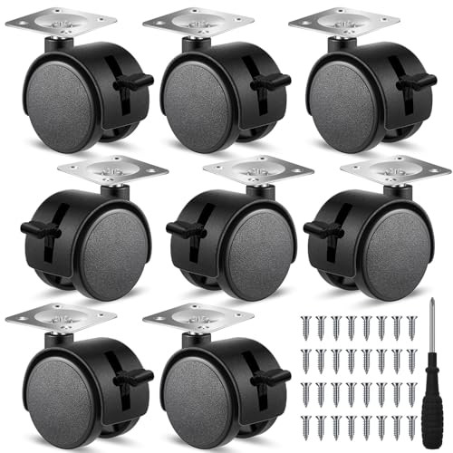 8 Pcs 1.5 Inch Furniture Casters with Brake Swivel Replacement Wheels Small - Afbeelding 1 van 6