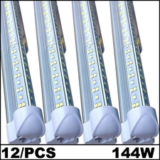 12/Pack 8 FT LED Shop Light T8 144W Linkable Ceiling Tube Fixture Daylight 6500K