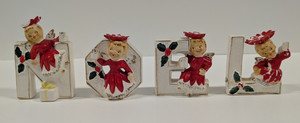 Vintage Kamo Japan Ceramic NOEL Christmas Candle Holders Angels Parts Repair