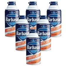 Barbasol Sensitive Skin Thick and Rich Shaving Cream for Men, 10 oz., Pack of 6