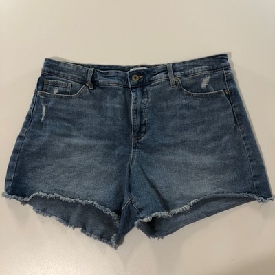 Sofia Jeans Lila Short Distressed Med Wash Cutoff Stretch Denim Size 14