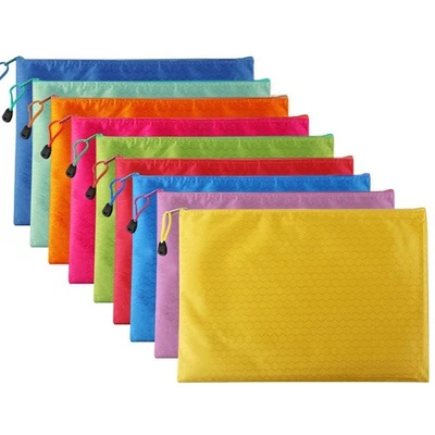 SHINEONE A5 PVC Canvas Storage Zipper File Bag Handbag Plastic Zip Wallet File Mesh Bags