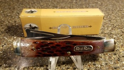 Rough Rider RR072, Razor Trapper Amber Jigged Bone, 4-1/8'', 2-Blades, NEW, 2000