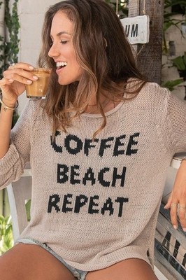 Wooden Ships Coffee Beach Repeat Raglan Crew Sweater Medium Large Paola Buendia