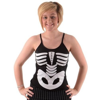 DAMEN/MÄDCHEN SKELETT GRUSELIG HALLOWEEN TOP KOSTÜM OUTFIT DAMEN
