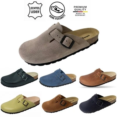 Leder Clogs Hausschuhe Damen Herren Korkfußbett Pantolette 41510 Weeger 35-49 - Bild 1 von 3