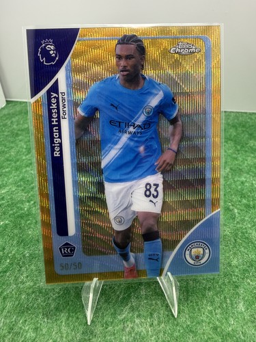 2026 Topps Chrome Premier League Reigan Heskey Gold /50 RC Man City