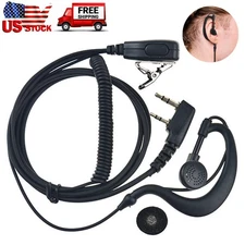 G Shape 2 Wire Earpiece Headset with Mic For Kenwood 2-Pin Radio Walkie Talkie