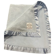 Little Giraffe Baby Blanket Blue Satin Trim Sherpa Fleece Lovey VTG USA