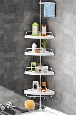 Corner Shower Caddy Tension Pole Adjustable Stainless Steel Shower Organizer W/
