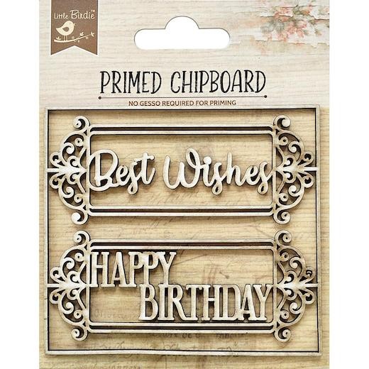 Little Birdie Primed Chipboard 1pc - Happy Birthday