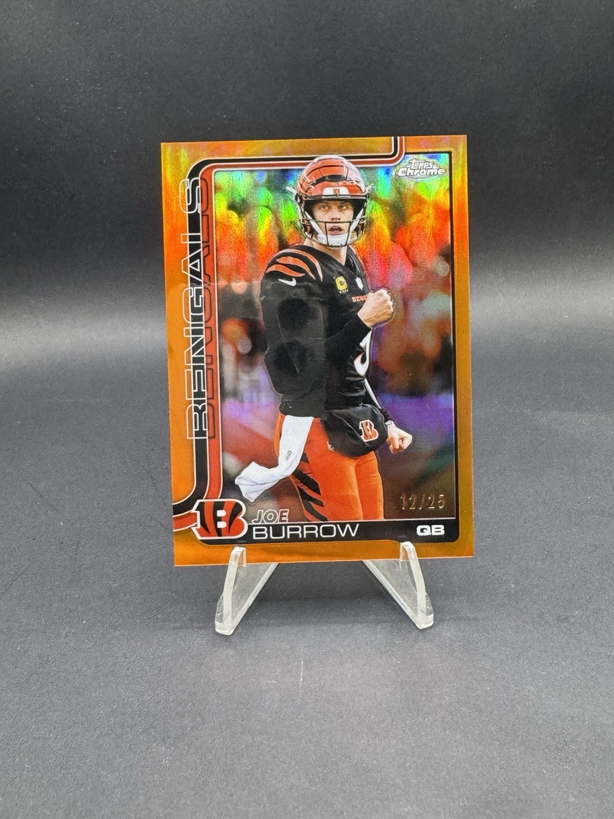2025 TOPPS CHROME JOE BURROW TRUE ORANGE REFRACTOR /25 COLOR MATCH Ssp