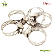 15Piece 3/4"-1" Adjustable Stainless Steel Drive Hose Clamps Fuel Line Worm Clip