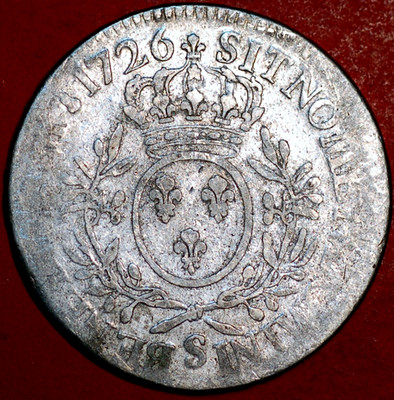 France 1 Ecu 1726 S Reims Louis XV KM# 486