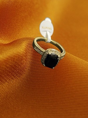 Elegant & Bold Ring | Black & Clear Zirconia | Laminated Gold | SIZE 6| Unique