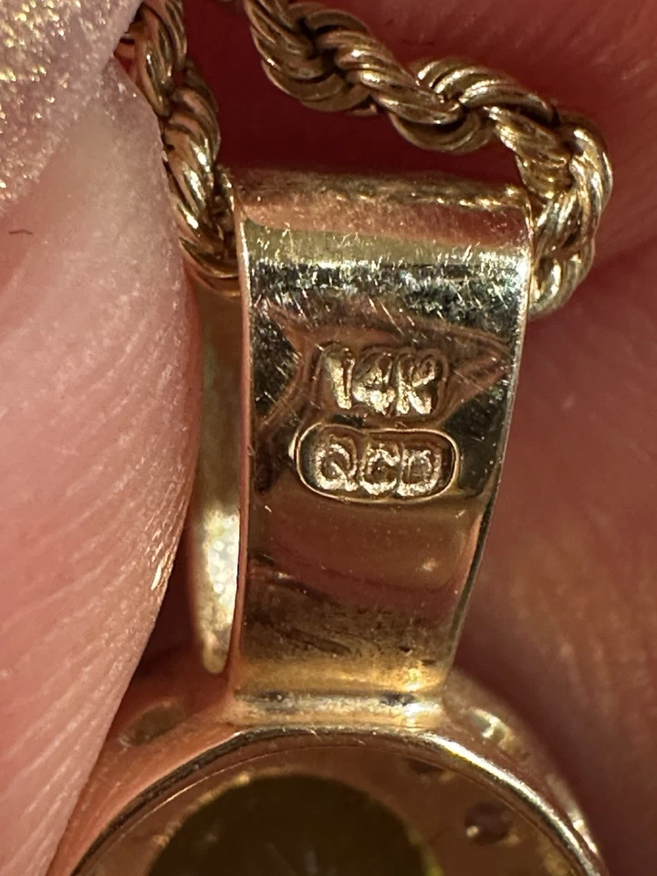 Necklace 14K Gold Natural Peridot and Diamond L 18” 5.50g - Image 3 of 4