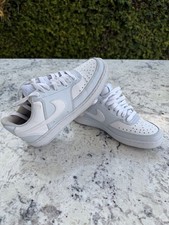 Nike Unisex Kids White Light Gray Leather Low Top Athletic Sneakers Lace Up