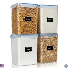 Vtopmart 4 Large 5.2L BPA Free Plastic Food Storage Containers with Lids, Blue