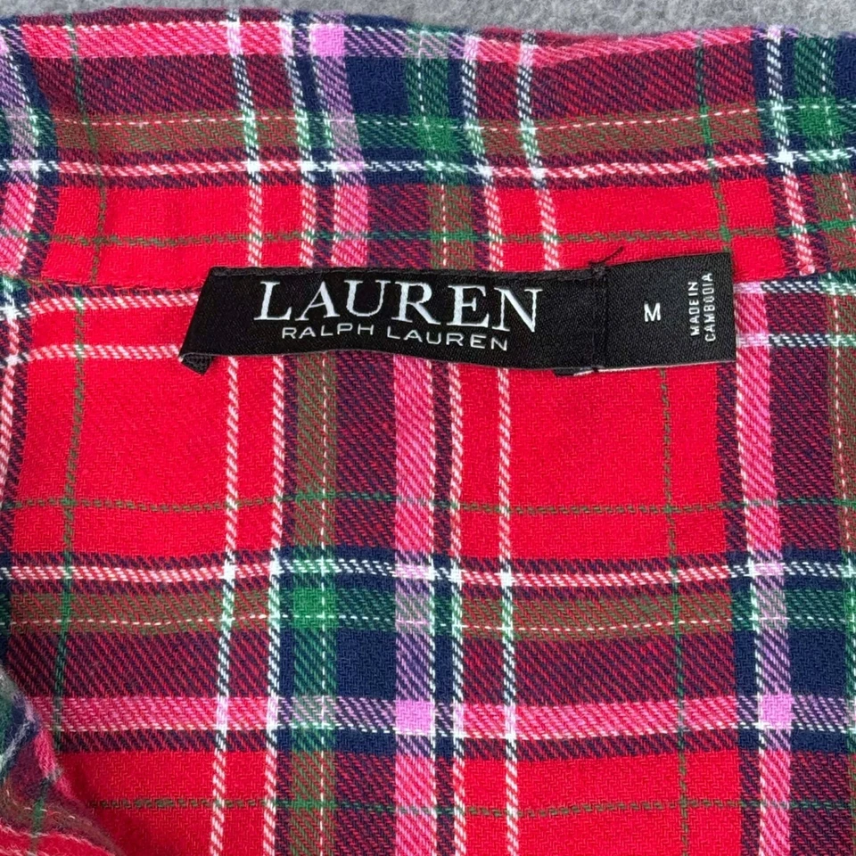 Lauren Ralph Lauren Black Label Plaid Embroidered Crest Sleep Set Size M Leopard - Image 3 of 4