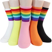 Colorful Design Daily Casual Fashion Women Socks One Size, Rainbow 5pairs