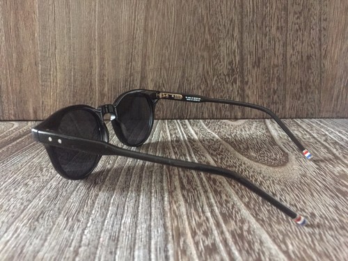 THOM BROWNE ROUND BLACK DESIGNER SUNGLASSES DARK GREY LENS NEW WITH CASE - Picture 5 of 12
