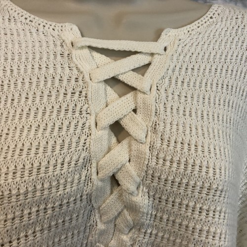 NWT Velvet by Graham & Spencer XS/S Ashlie White Crochet Knit Fringe Sweater Top - 第 7/12 張圖片