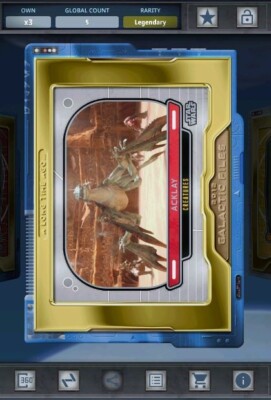 Star Wars Card Trader Time Ago Creature Legendary Tungsten Gilded Acklay 10cc
