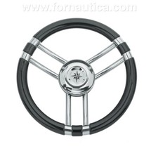 VOLANTE BARCA GOMMONE 3 RAZZE INOX E POLIURETANO COLORE CARBONI0 Ø 35 CM - T21