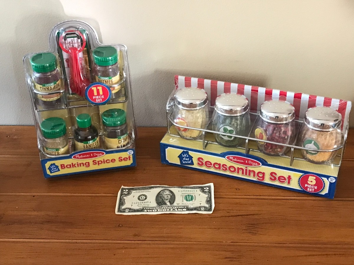MELISSA DOUG FOOD PLAY ✿ BAKING SPICE & SEASONING SET~ 2 SETS