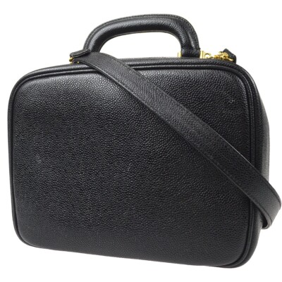 Chanel Black Calfskin Timeless Lunch Box Vanity 24 2way Handbag