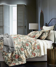 Chinoiserie Peacock Floral Duvet Cover Set - Vintage Cotton King Size