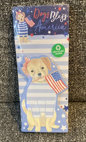 CLEMENTINE PAPER INC MAGNETIC NOTEPAD PATRIOTIC DOGS BLESS AMERICA clementine-paper-inc-magnetic-notepad-patriotic-dogs-bless-america