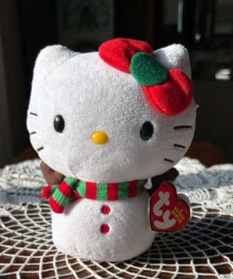 Hello Kitty Original TY Beanie Babies Snowman Plush 2013 Sanrio New With Tag