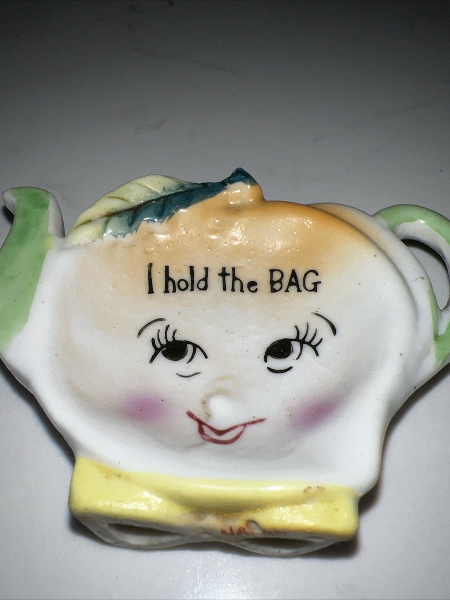 Vintage Anthropomorphic Teabag Tea Bag Holder I Will Hold The Bag