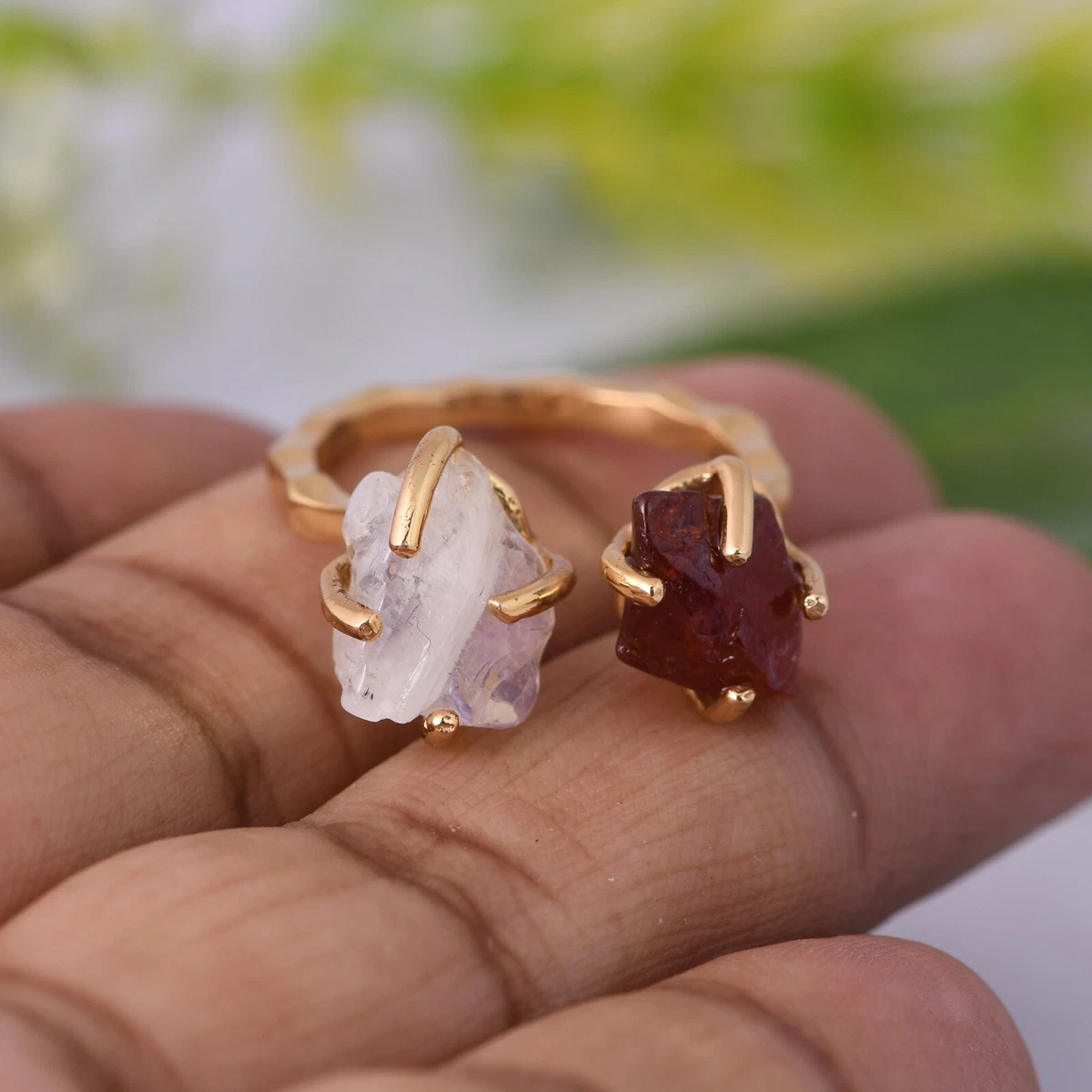 Raw crystal ring moonstone deals