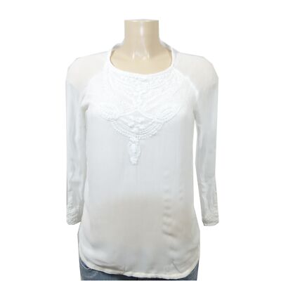 Mango blouse tunic romantic lace off white size XS 34