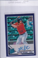 2019 Donruss Optic Rated Rookie CARD AUTO Light Blue Myles Straw 32/35 BLUE JAYS