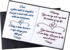 Embroidered Wedding Day Handkerchiefs for Mother and Father, Gifts for Parents