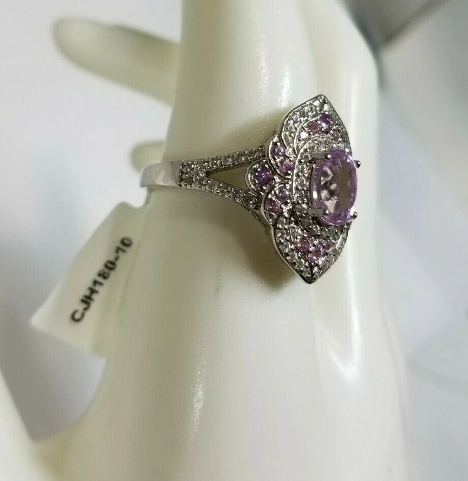 JTV CJH180 Pink Kunzite Rhodium Over Sterling Silver Ring. 2.45ctw SZ 10 Foto 2 de 4