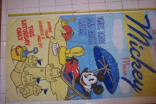 RARE MICKEY MOUSE 1st ANNUAL VENICE BEACH SAND CASTLE CONTEST 30X60 BEACH TOWLE - Picture 8 of 12