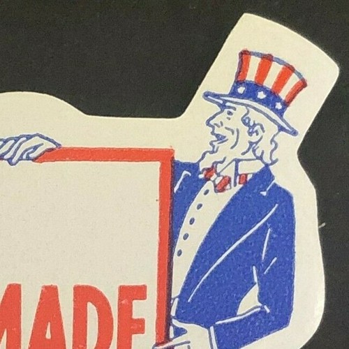 Scarce Die Cut c1940's "Buy American Made Products" Gum Adh. Uncle Sam Stamp NOS - Picture 1 of 7