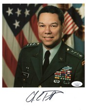 COLIN POWELL HAND SIGNED 8x10 COLOR PHOTO       GREAT POSE IN UNIFORM        JSA