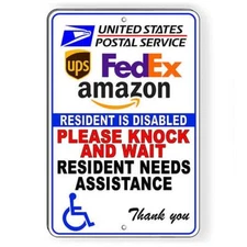 Delivery Handicapped Resident Disabled Knock And Wait Sign / Decal   /  I247 /